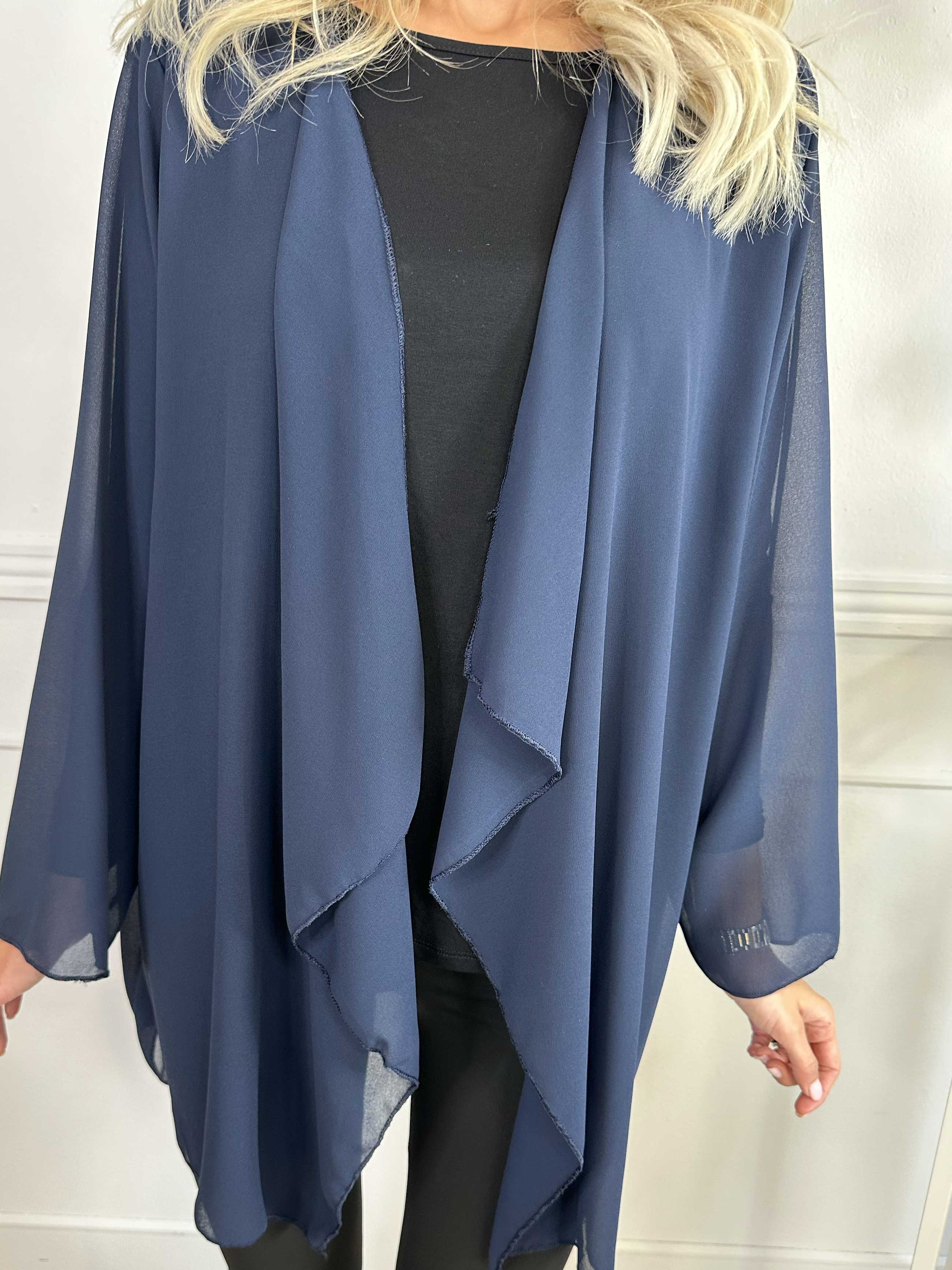 Layla - Kort lätt cardigan i chiffong